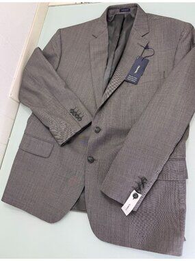 New Stafford Travel Suit Jacket Blazer Men 46S Gray Two Button Classic Fit NWT